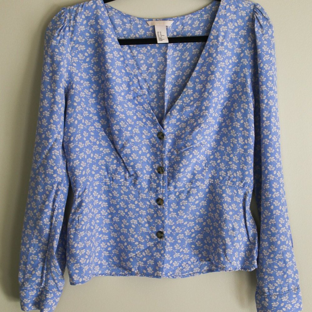 H&M Long Sleeve Floral Button Down Blouse